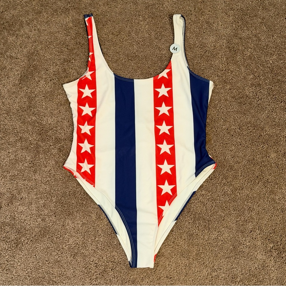 Women’s Patriotic High Leg One Piece Swimsuit